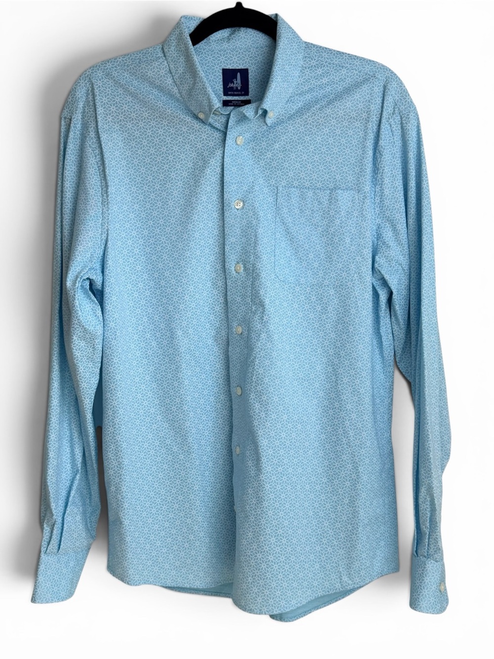 Johnnie-O Men’s Blue Geometric Print Button-Down Shirt | Medium | 100% Cotton - Picture 3 of 7